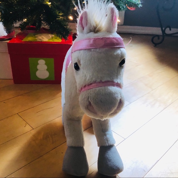Pottery Barn Kids Plush Toy - White Pony with pink Saddle - 15” - Picture 3 of 13